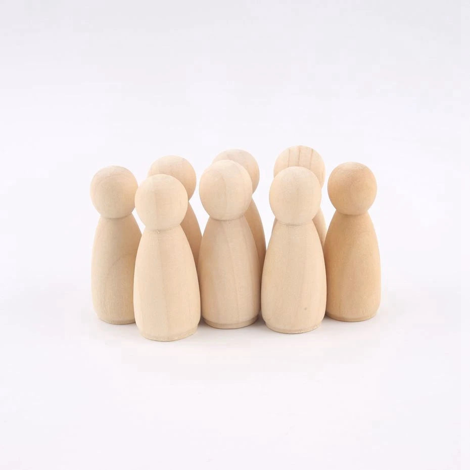 peg doll set of 40pc wood Family doll toys(43mm/55mm) unfinished unpainted Weddings Cake Doll Garden room Decor Handmade
