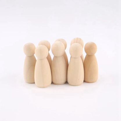 peg doll set of 40pc wood Family doll toys(43mm/55mm) unfinished unpainted Weddings Cake Doll Garden room Decor Handmade