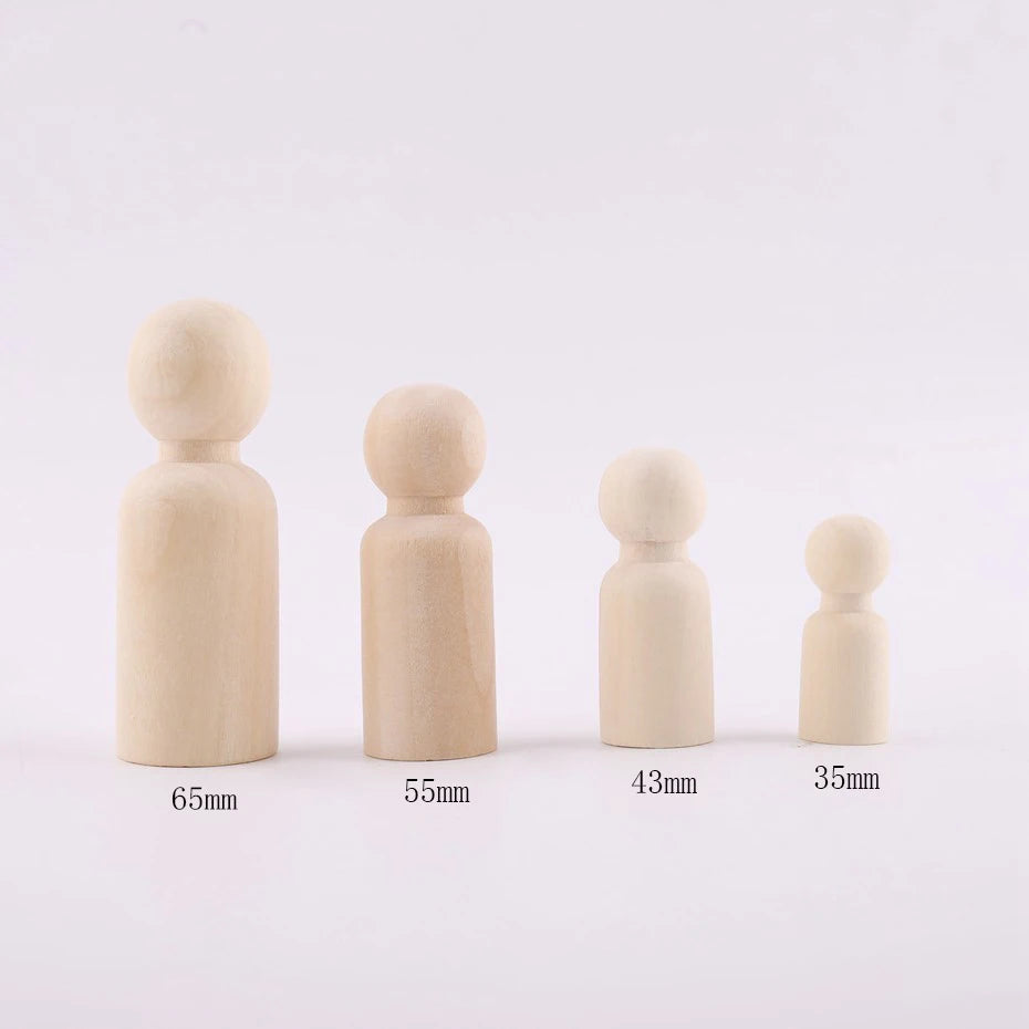 100PCS 1.7"(43mm) Peg Dolls Natural Unfinished Wood Dolls Turnings-Ready For Paint-Waldorf People Wood Gentleman Dolls BPA Free
