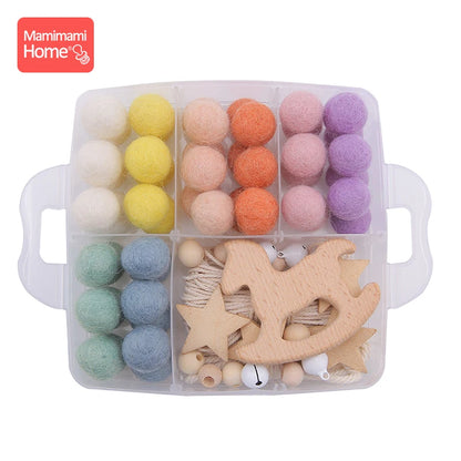 Baby Wooden Teether Suit DIY Bed Bell Toy Beech Rodent Ring Wool Ball Baby Room Decoration Christmas Gifts Children'S Goods Toys