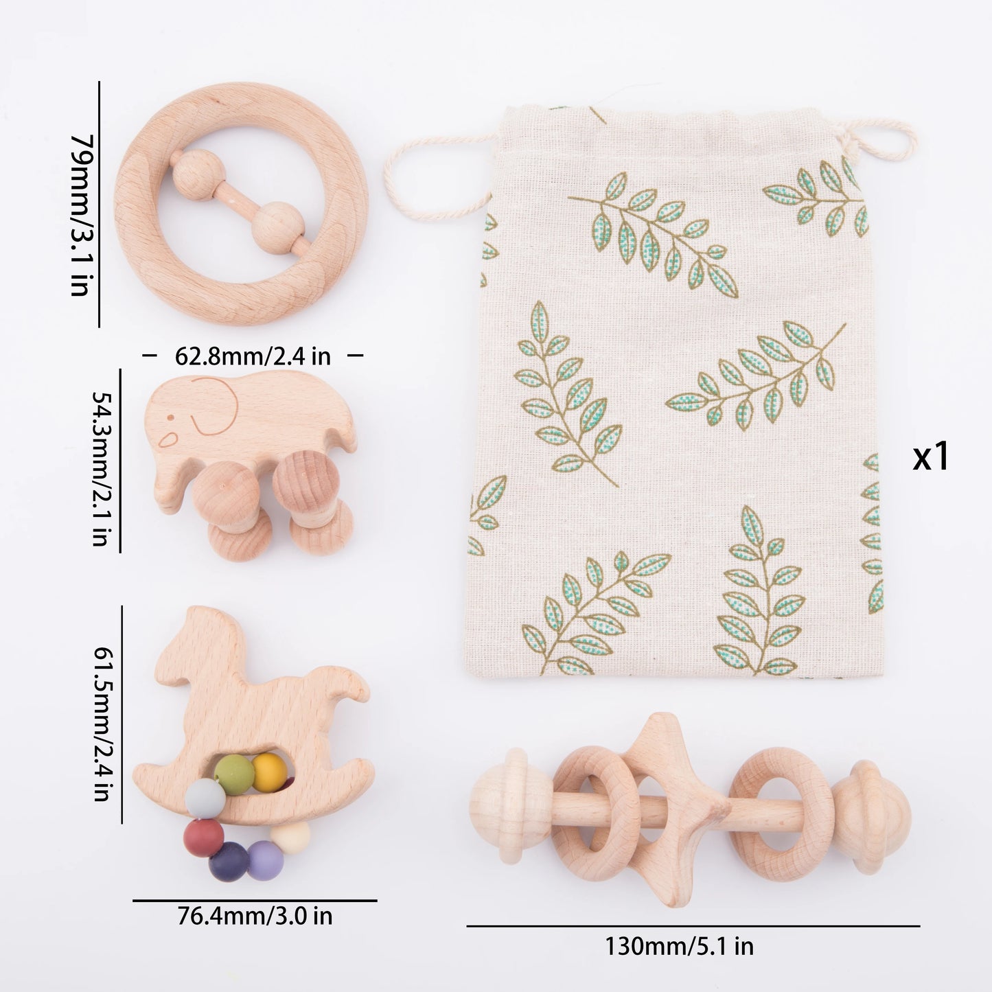 Mamihome 4pc Baby Wooden Toys Rattle Teething Car Toy Natural Beech Ring Beads Animal Wooden Blank Rodent  Children'S Goods Tiny