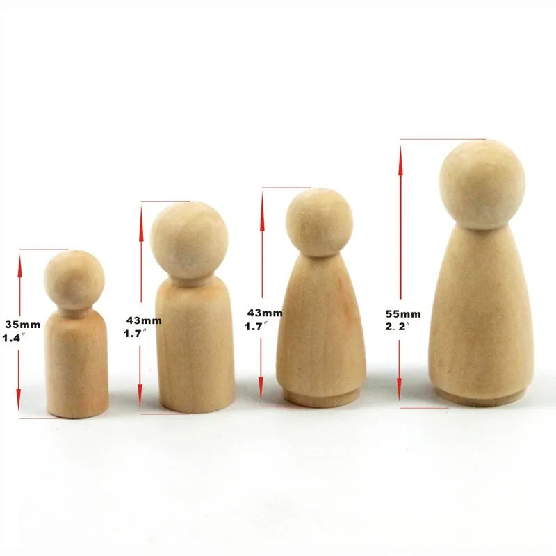 20pc Grandma Peg Dolls (2.2")-Solid Hardwood Natural Unfinished  DIY Turnings-Ready for Paint or Stain-Wooden People