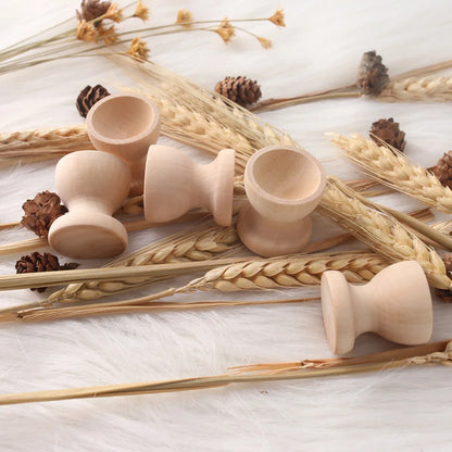 2pc Wooden Egg Cups Easter Egg DIY Unfinished Crafts Smooth Surface Wooden Teething Toys Baby Gifts Wood Painting Blocks Toys