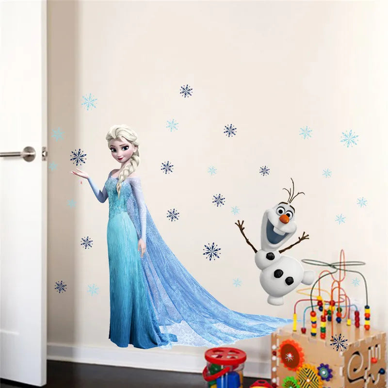Cartoon diy frozen princess Elsa Anna wall stickers girl Children room background decoration removable kids bedroom poster decal