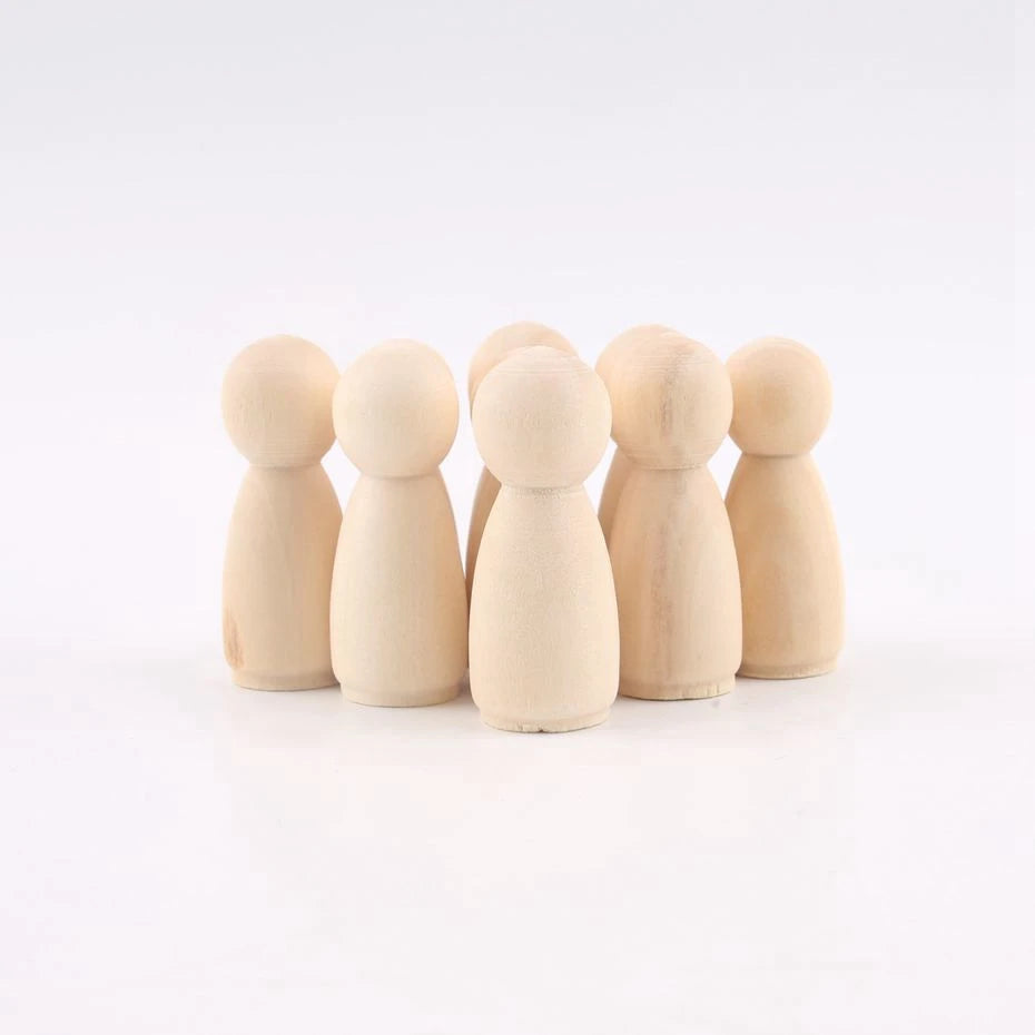 peg doll set of 40pc wood Family doll toys(43mm/55mm) unfinished unpainted Weddings Cake Doll Garden room Decor Handmade
