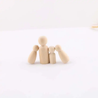 30pc 55mm Wood Teething Grandma And Grandpa Wooden Peg Dolls Solid Unpainted Handmade DIY Accessories Chew Toys Building Blocks