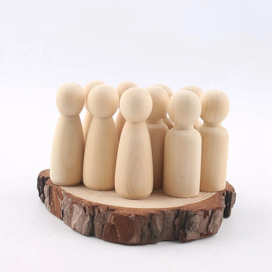 peg doll set of 40pc wood Family doll toys(43mm/55mm) unfinished unpainted Weddings Cake Doll Garden room Decor Handmade