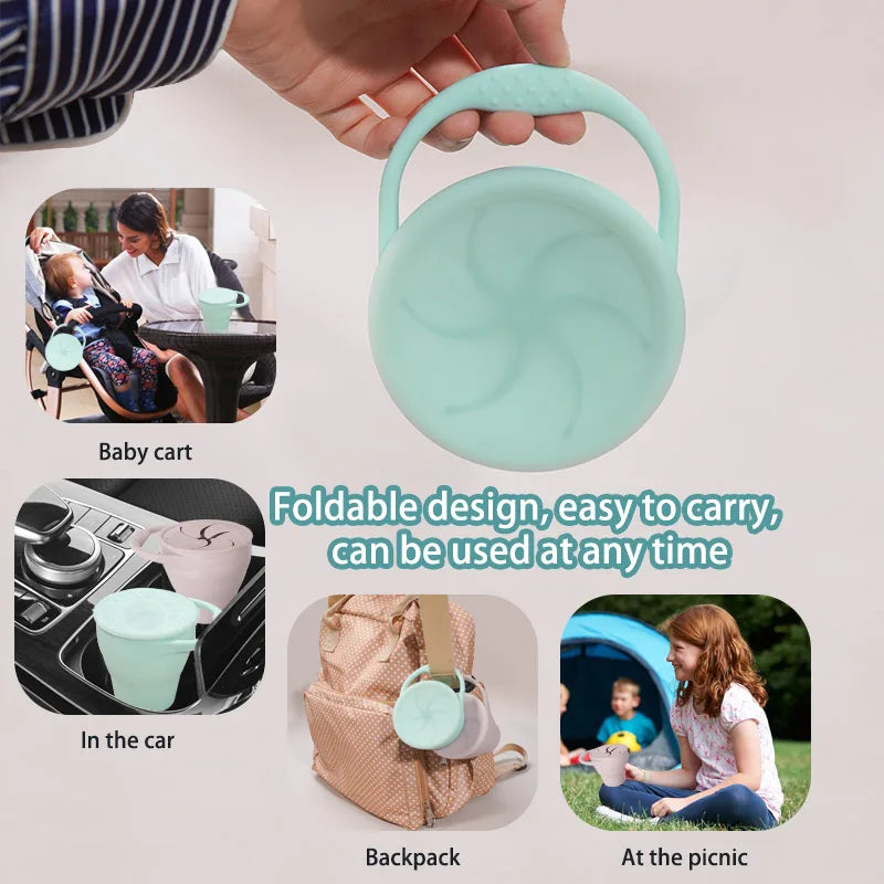 New Color Baby Silicone Snack Cup Handheld Portable Food Storage Baby Foldable Snack Cup Anti-drop Snack ContainerNew Color Baby