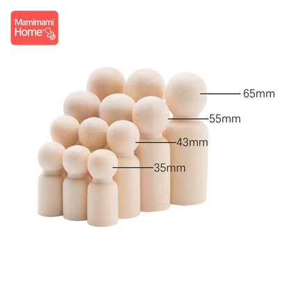 20pcs 55mm Peg Dolls Unpainted Unfinished  Women Dolls Handmade Grden Decor DIY Crafts Blocks Wooden Blank Children'S Goods Toys