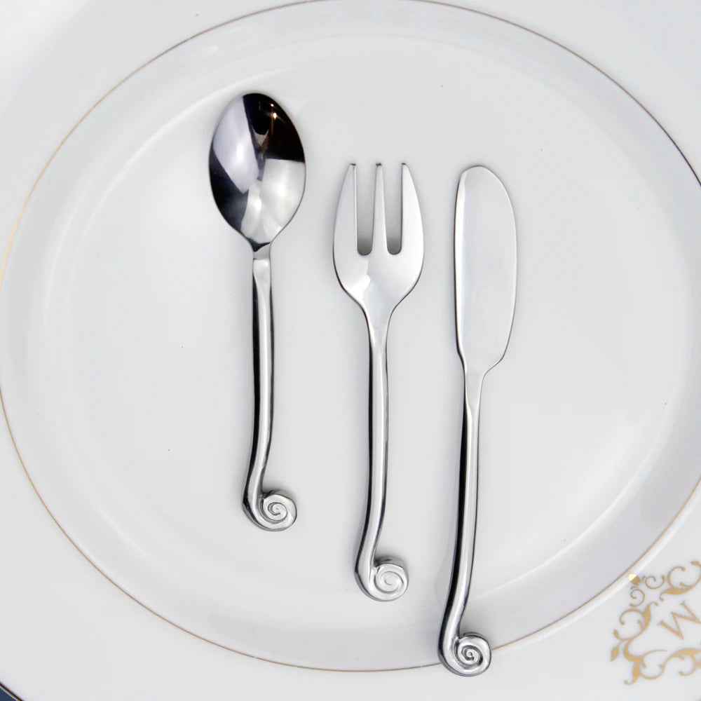Hot Creative Design Snail Shape Handle Dinnerware Set Forged Craft Stainless Steel Mirror Polish Famous Cutlery Set For Kitchen