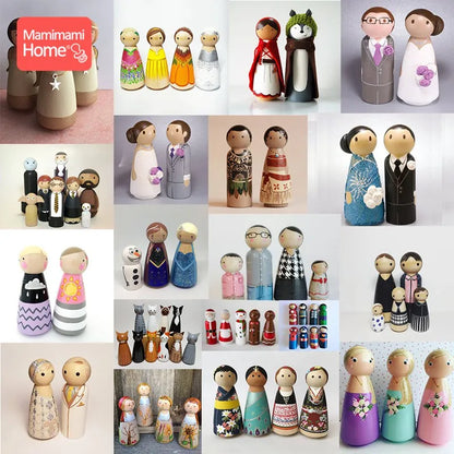 20pcs 55mm Peg Dolls Unpainted Unfinished  Women Dolls Handmade Grden Decor DIY Crafts Blocks Wooden Blank Children'S Goods Toys