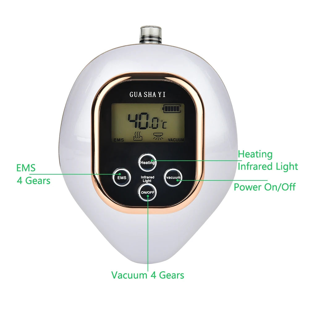 Electric Cupping Massager EMS Vacuum Suction Guasha Scraping Rechargeable Device Meridian Fat Burning Body Slimming Negative