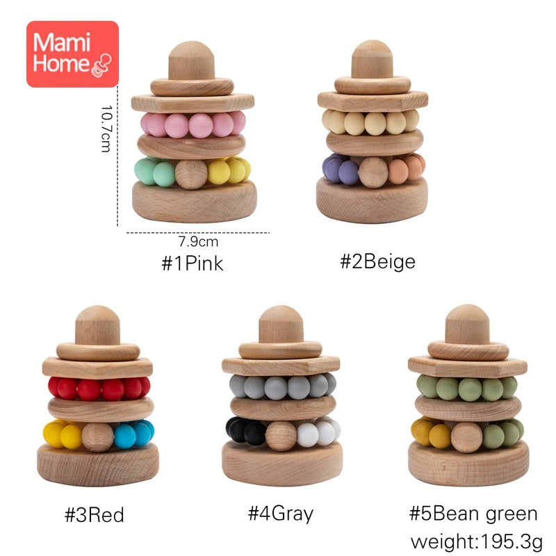 1pc Baby Montessori Toy Silicone Building Blocks BPA Free Wood Intelligence Development Toys Baby Teether Game Educational Toys