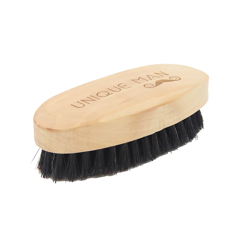 Natural Wooden Boar Bristle Beard Brush For Men Beard Mustache Facial Hair Grooming Styling Shaping Handmade Comb Brush Male Kit