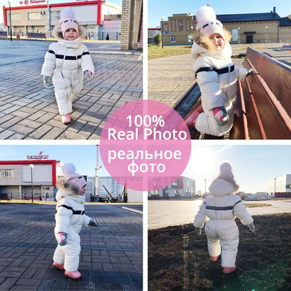 IYEAL Infant Boys Girl Snowsuit Outwear Newest Winter Children Baby Clothes Hooded Natural Fur Thicken Warm Rompers
