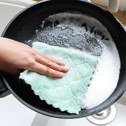 Microfiber Kitchen Towel Absorbent Dish Cloth Non-stick Oil Washing Kitchen Rag Household Tableware Cleaning Wiping Tools