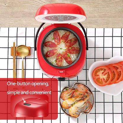 1.2L Mini Electric Rice Cooker Food Steamer Multifunction Kitchen Cooking Pot Non-stick Liner Lunch Box Stew Soup Porridge 220V