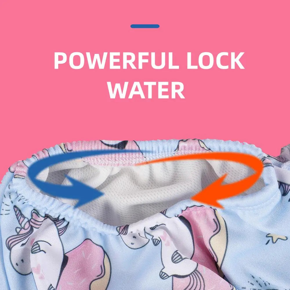 HappyFlute New Print 3Sizes 6-25Kg Soft Waterproof Swimming Pants Flower Wavy Edge Baby Girl's Printed Cloth Diaper Beach Pants