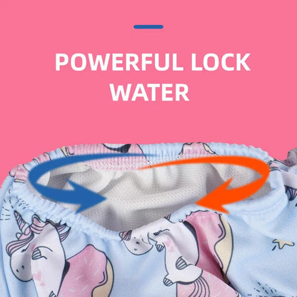 HappyFlute New Print 3Sizes 6-25Kg Soft Waterproof Swimming Pants Flower Wavy Edge Baby Girl's Printed Cloth Diaper Beach Pants