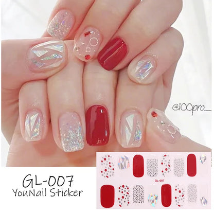 16 Tips/Sheet Glitter Series Shiny Manicure Decoracion Designed Nail Art Stickers 2020 Nail Decoration Nail Wraps Shiny
