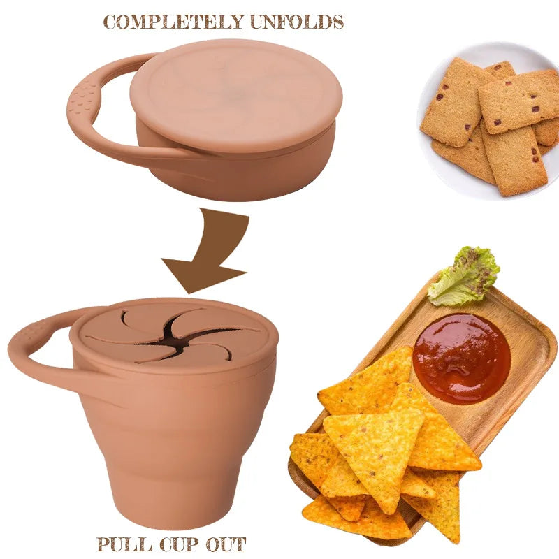 New Color Baby Silicone Snack Cup Handheld Portable Food Storage Baby Foldable Snack Cup Anti-drop Snack ContainerNew Color Baby