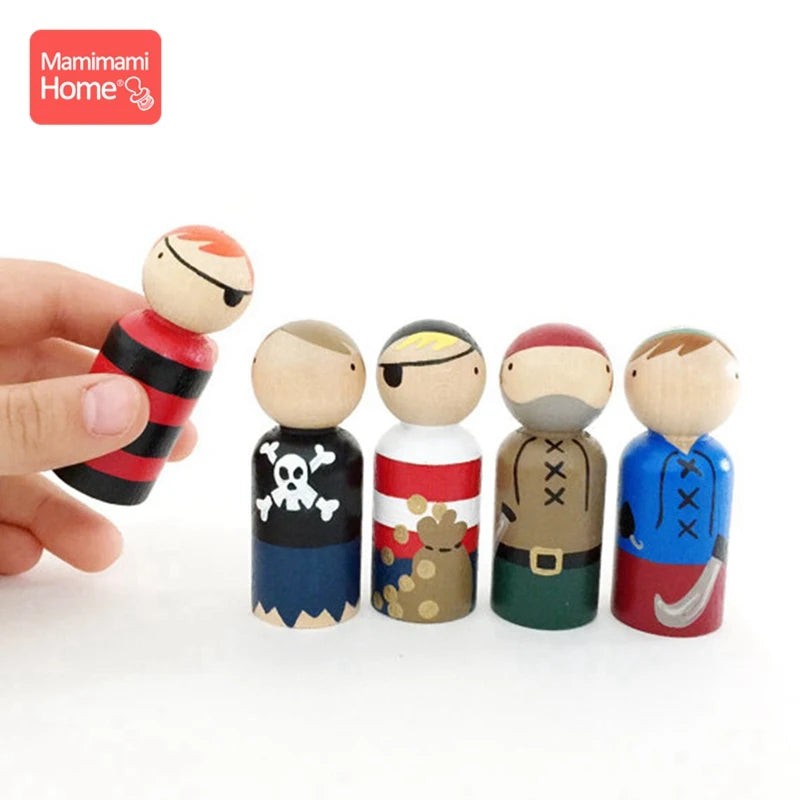 40pc 35mm-65mm Wood Peg Dolls DIY Craft Handmade Unpainted Dolls Wooden Toys For Kids Birthday Gifts Building Blocks