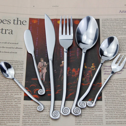 Hot Creative Design Snail Shape Handle Dinnerware Set Forged Craft Stainless Steel Mirror Polish Famous Cutlery Set For Kitchen