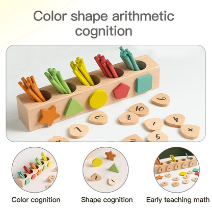 Montessori Toys Kids Wooden Counting Stick Toys Multifunctional Colour Shape Cognitive Match Educational Sensory Toys Baby Gifts