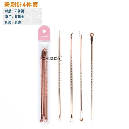 4pcs/set Stainless Steel Acne Needle Face Care Blackhead Pimple Remover Extractor Point Clean Whitehead Blemish Skin Care Tools