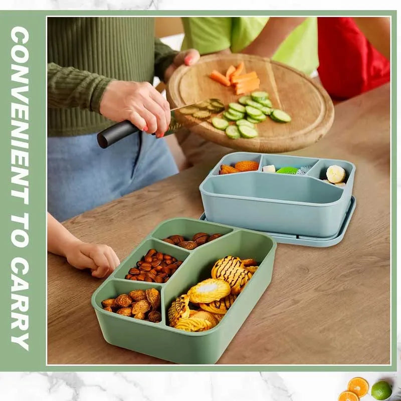 Personalized Name Lunch Box Portable Silicone Bento Box For Student Office Workers Food Container With 4 compartments Leakproof
