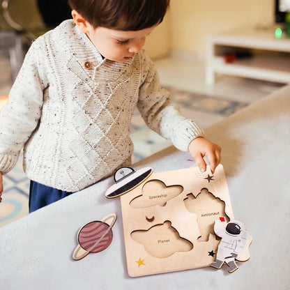 Baby Toys Montessori Wooden Puzzles Toys Cartoon Animal Shape Tangram Jigsaw Block Toys Kids Cognition Learning Educational Toys