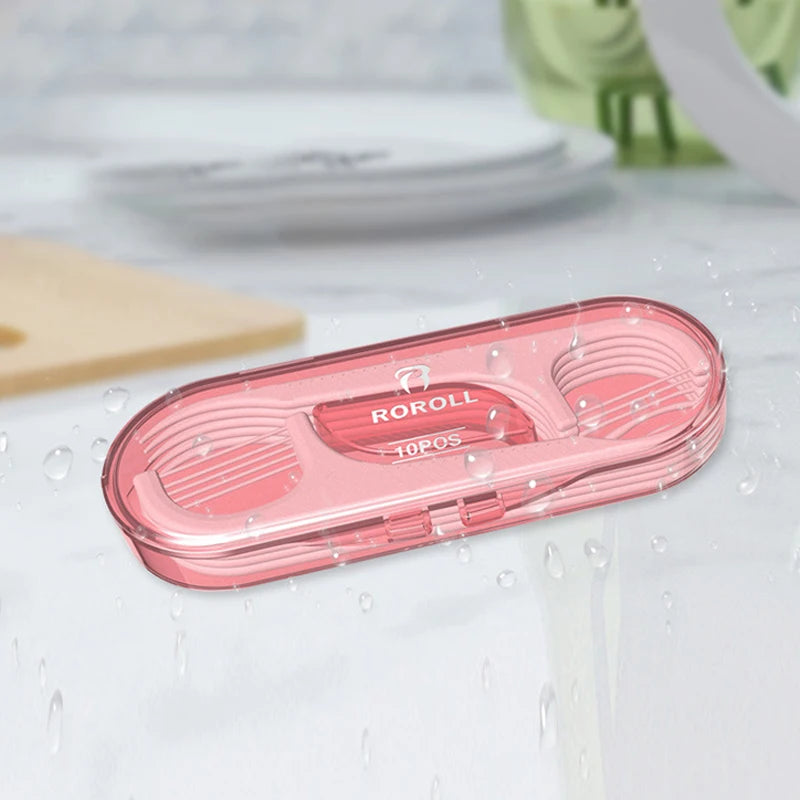 10PCS Portable Teeth Flosser Storage Box Traveling Camping Practical Clean Floss Stick Oral Care Teeth Floss Pick Dispenser