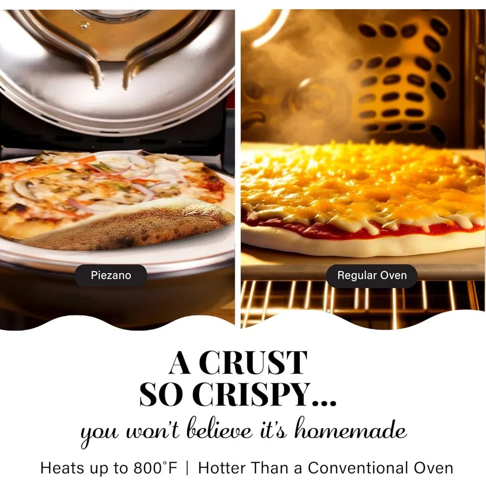 PIEZANO Crispy Crust Pizza Oven by – Electric Pizza Oven Indoor Portable, 12 Inch Indoor Pizza Oven Countertop