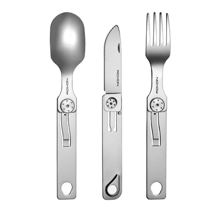 ROXON 3 IN 1 Camping Cutlery Set Knife Fork Spoon Stainless Steel Portable and Detachable