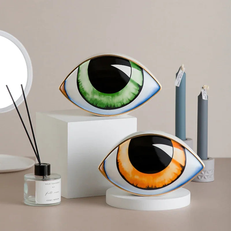 2024 New Ceramic Devil's Eye Figurine Home Decor Eye Ornament Sculpture Statue Study Room Abstract Decoration Gift Giving