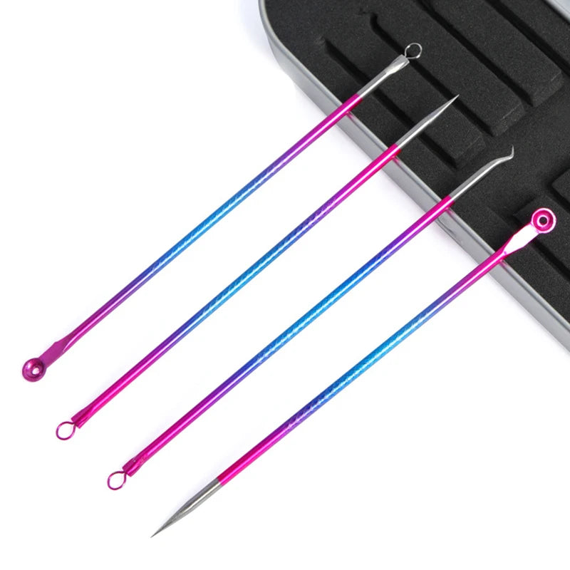 4pcs/pack Acne Needle Kit Reusable Blackhead Extractor Acne Pimple Blackhead Remover Tool Stainless Steel Skin Care Tool