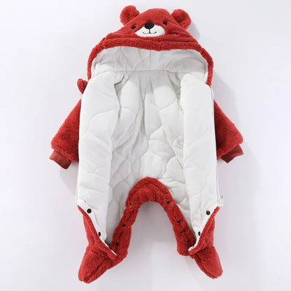 IYEAL  Autumn Winter Cartoon Animal Hooded Fleece Rompers Infant Jumpsuit Toddler Outwear Newborn Baby Boys Girls Clothes