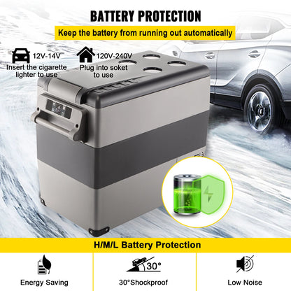 VEVOR Car Refrigerator 55L Compressor Portable Small Car Refrigerator Freezer Mini Electric Cooler for Vehicle Car Truck Boat