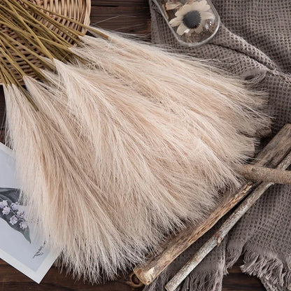 55CM 5PCS Fluffy Pampas Grass Boho Decor Flower Fake Plant Reed Simulated Wedding Party Christmas Home Decor Artificial Flower