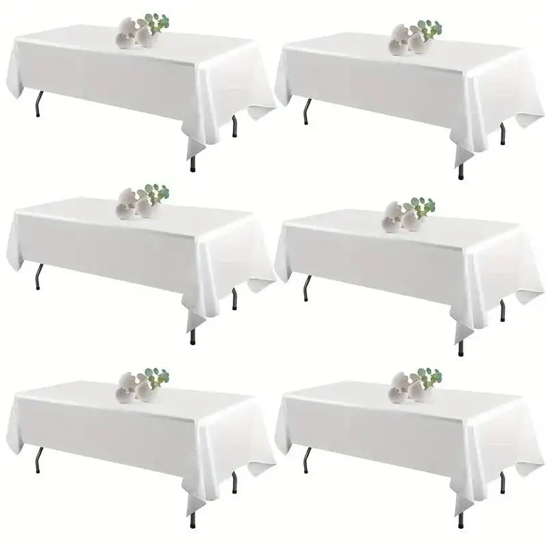 6Pcs Wrinkle Resistant Washable Polyester Table Cover and White Tablecloth Rectangle Table Cloth Stain for Dining Table Decor