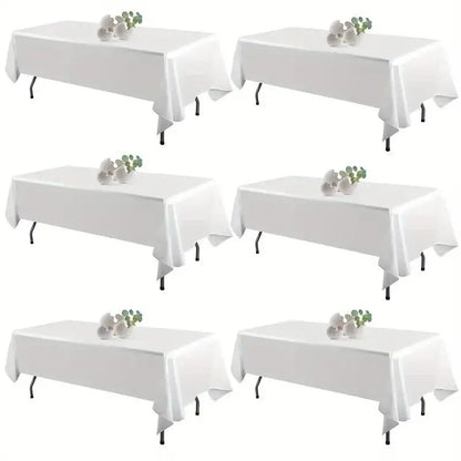 6Pcs Wrinkle Resistant Washable Polyester Table Cover and White Tablecloth Rectangle Table Cloth Stain for Dining Table Decor