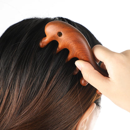 Massage Comb Sandalwood Multifunctional Meridian Relax Blood Circulation Health Care Head Neck Back Abdomen Waist Home Office