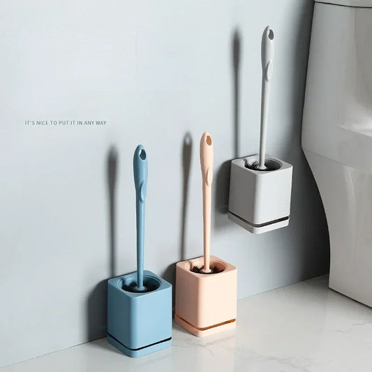 Wall-Mounted  Plastic Brush Set Clean Toilet Brush Without Dead Ends Punch-Free Base Household Bathroom Accessories