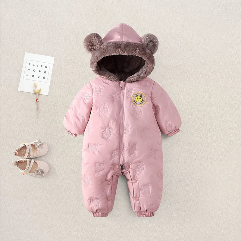 IYEAL  Baby Boys Girls Warm Soft Fleece Jumpsuit Newborn Toddler Rompers Children Winter Outerwear 0-24M