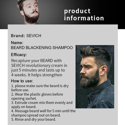 Natural Men's Beard Dye Shampoo Instant Beard Hair Colouring Dye Tint Cream Moustache Blackening Shampoo Facial Skin Care Tool