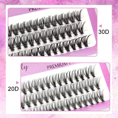 Moonlily 20D/30D Individual Cluster Eyelash Extension Natural Long Black 3D Volume Effect Faux Lashes Bunche Makeup Cilias