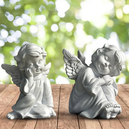 2024 Resin Fairy Girl Angel Figurine Peaceful Prayer Sculpture Desktop Ornaments Retro Flower Fairy Small Decorative Home Decor
