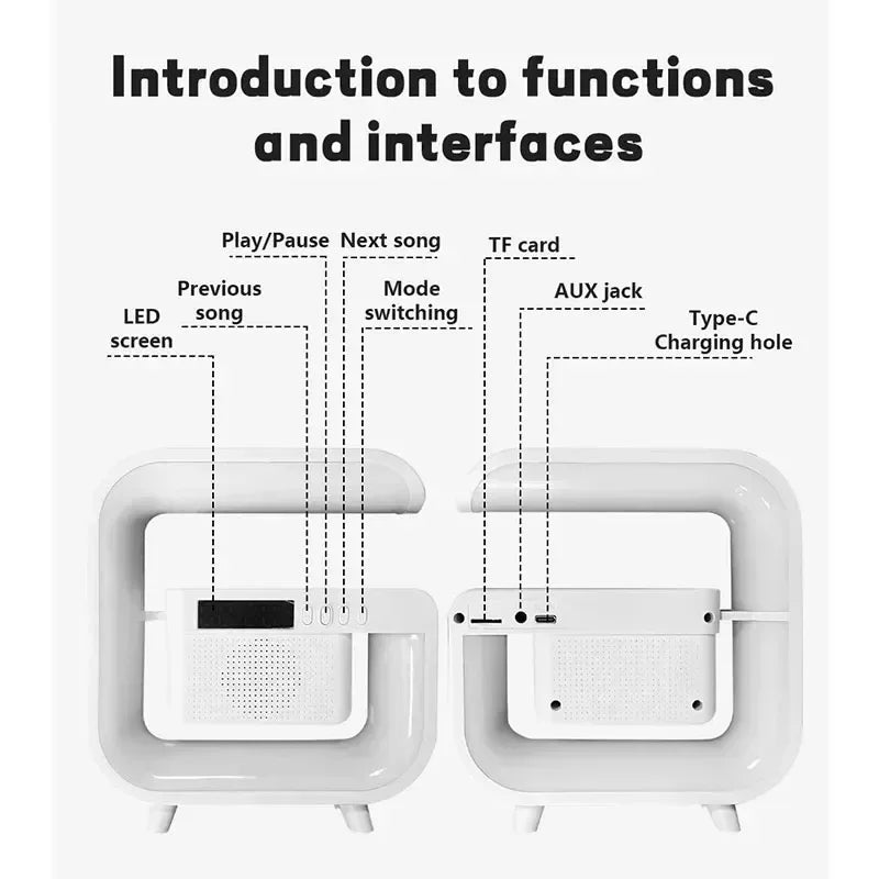 Multifunction 3 In 1 Wireless Charger Pad Stand Speaker RGB Night Light Fast Charging Station For iPhone Samsung Xiaomi Huawei