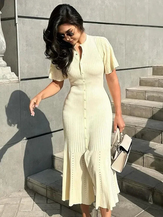 Fashion Hollow Out Knitted Maix Dress