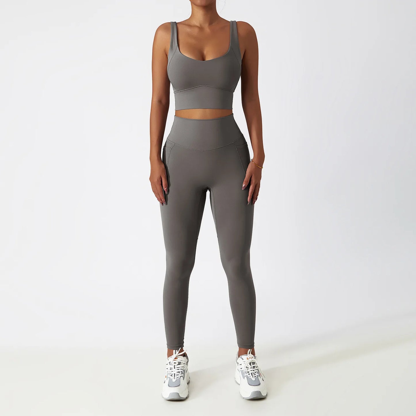 2PCS Seamless Women Tracksuit Yoga Set Workout Sportswear Gym Clothing Athletic Wear Fitness Bra High Waist Leggings Sports Suit